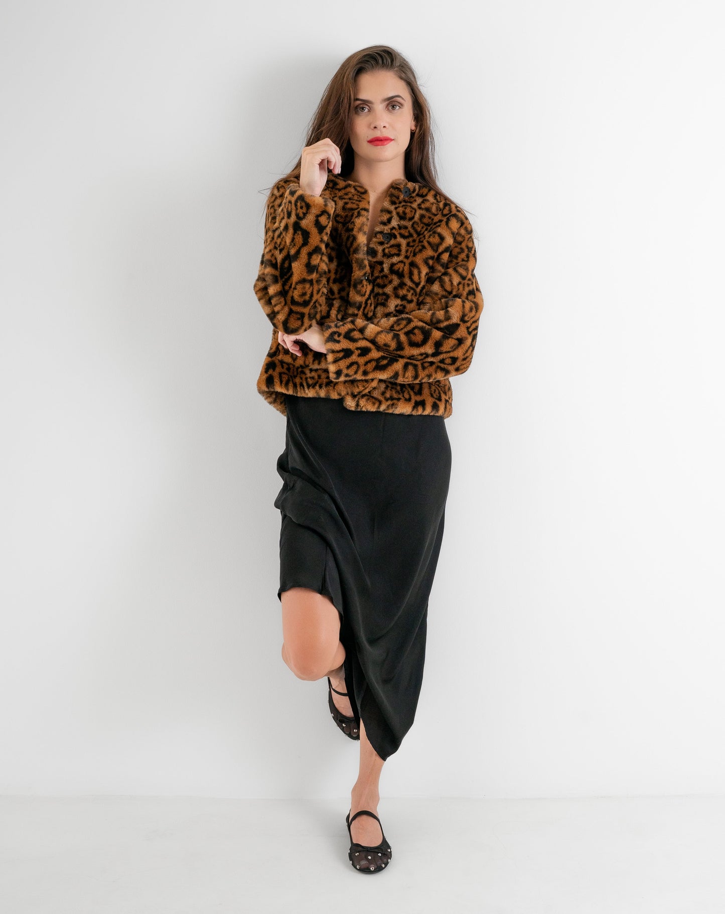 Plush Leopard Fur Jacket - Jackets