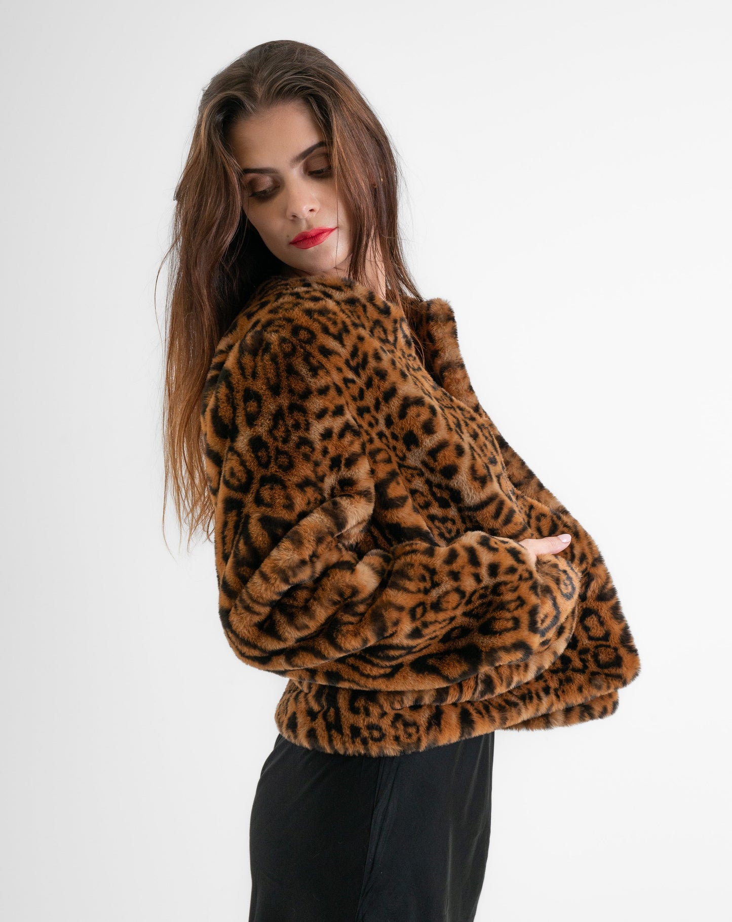 Plush Leopard Fur Jacket - Jackets