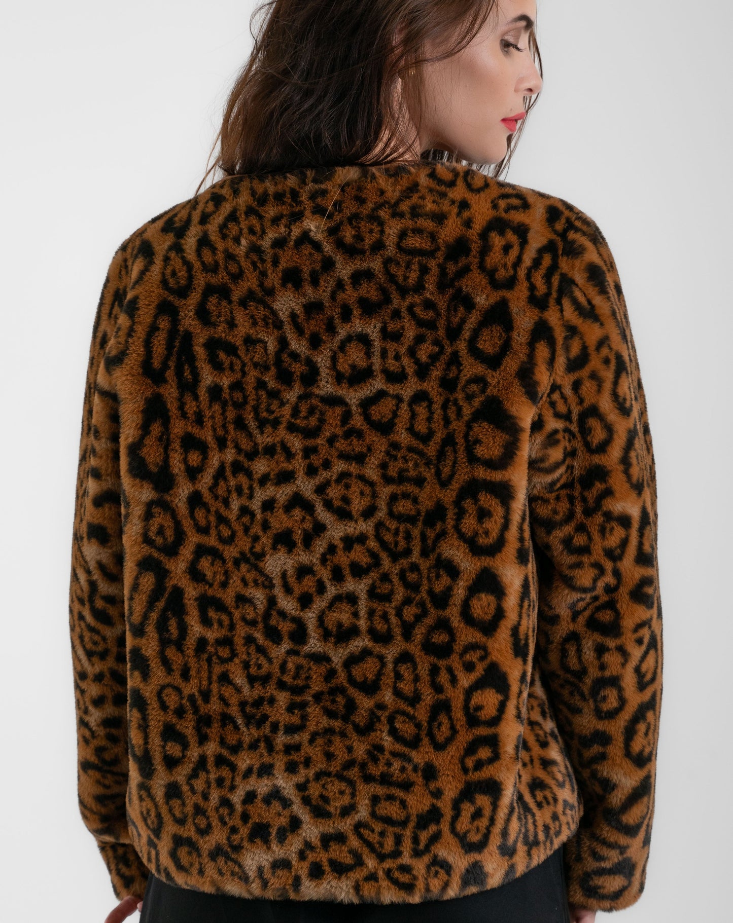 Plush Leopard Fur Jacket - Jackets