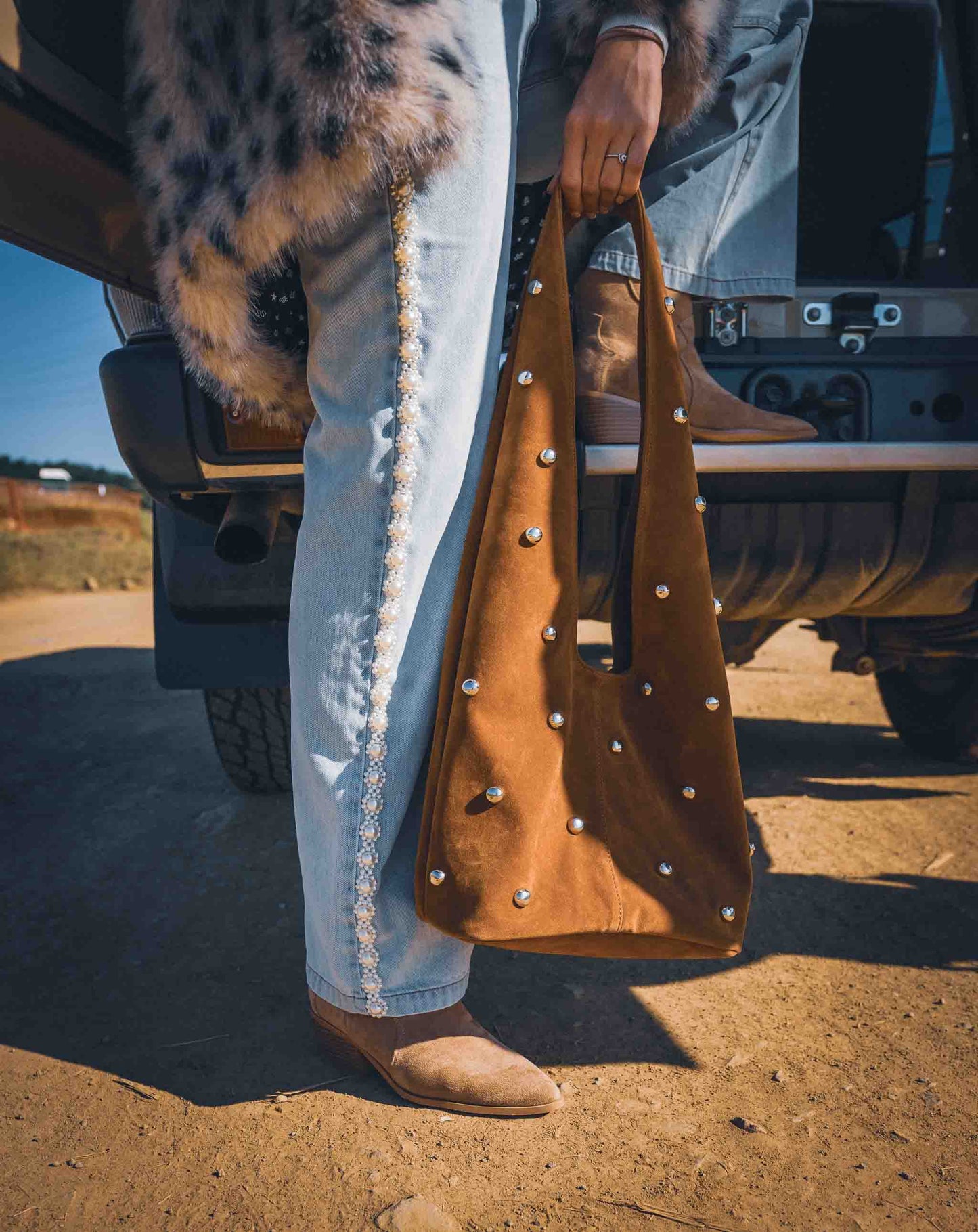 Ladies Allura Hobo Bag With Studs