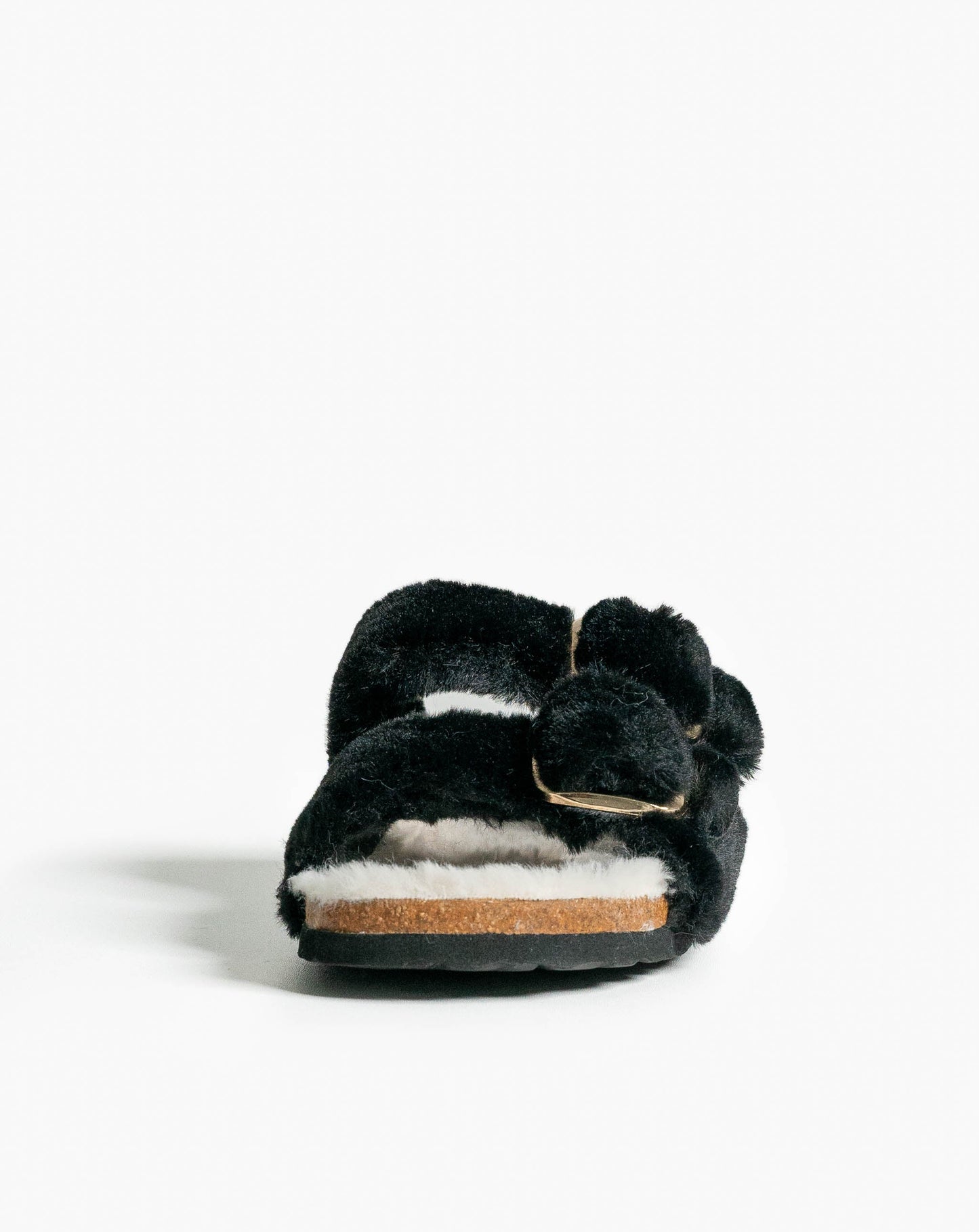 Aurora Furry Sandals Black - Flat Sandals