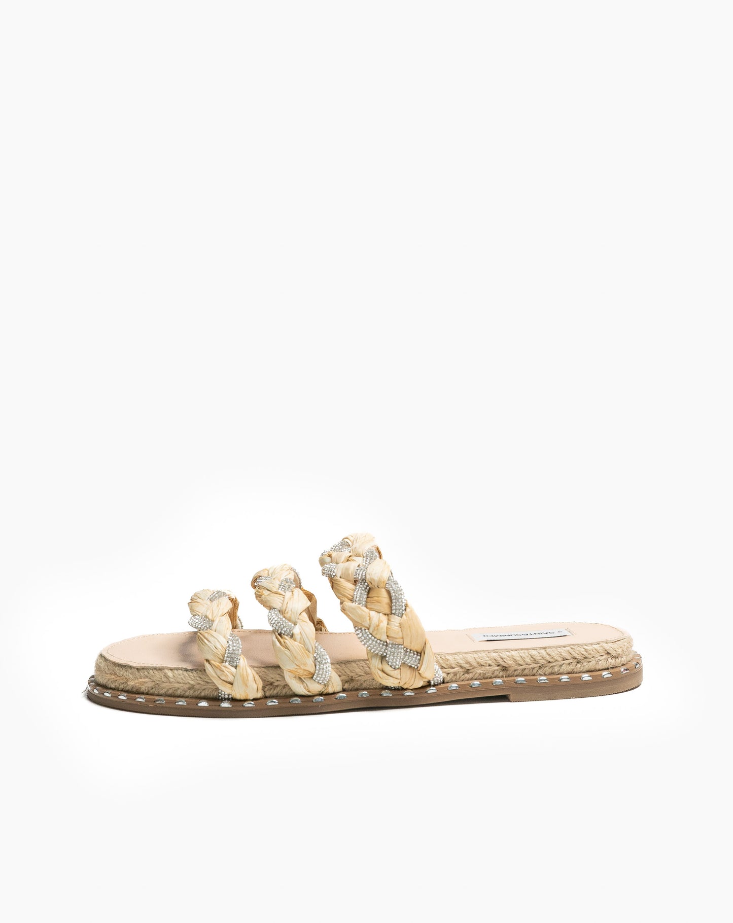 Ladies Bejewelled Triple Strap Slide Sandal