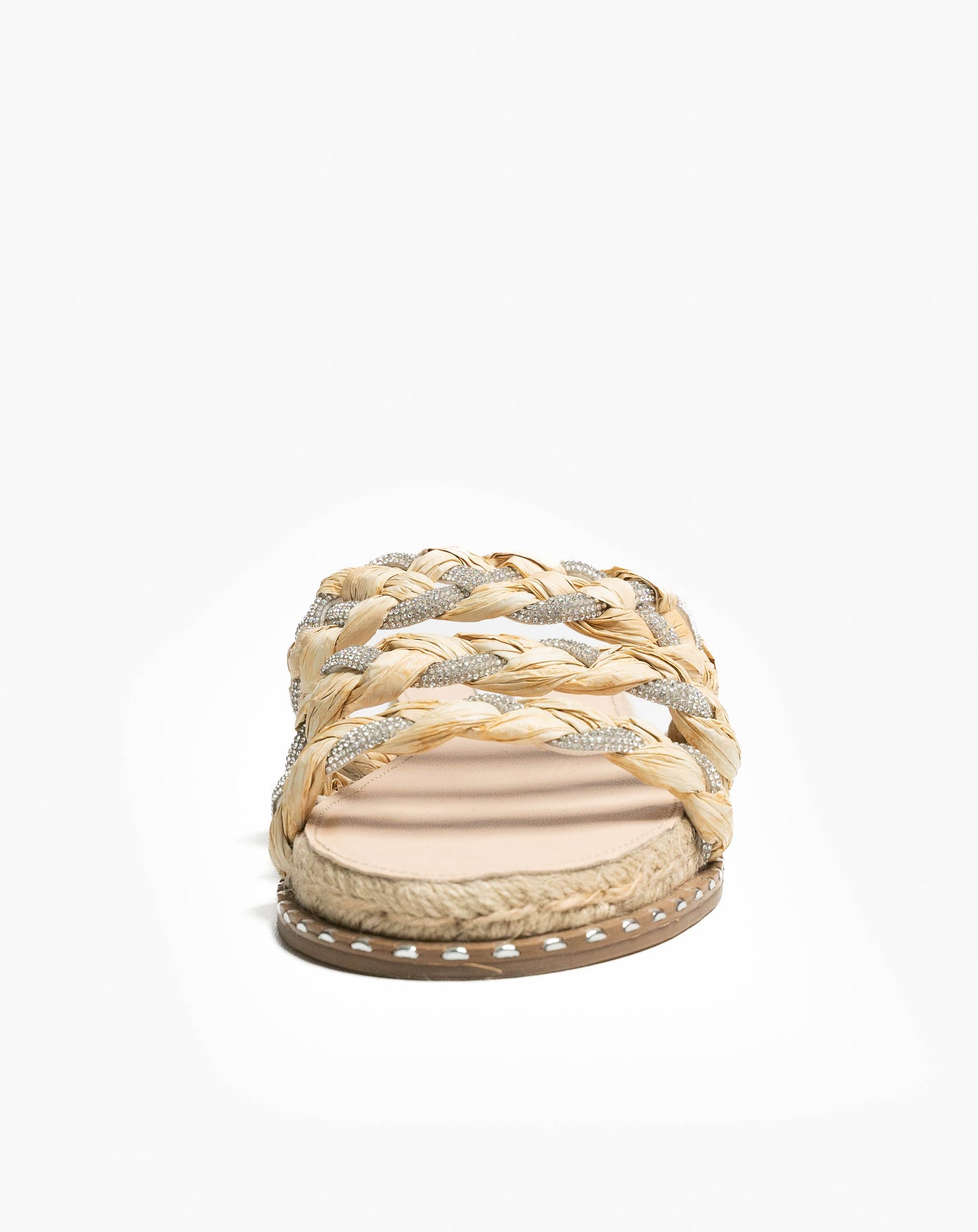 Ladies Bejewelled Triple Strap Slide Sandal