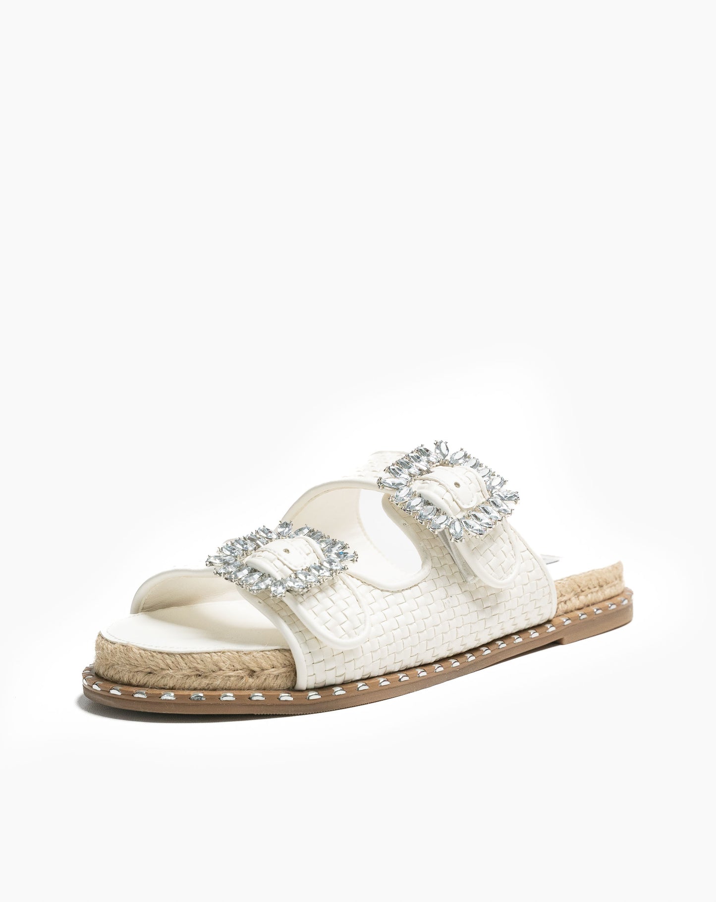 Ladies Jewelled Double Buckle Slide Sandal