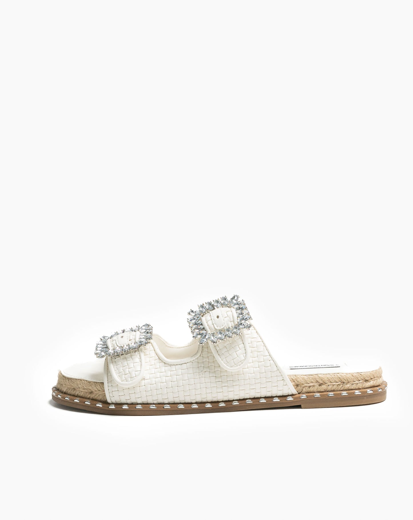 Ladies Jewelled Double Buckle Slide Sandal