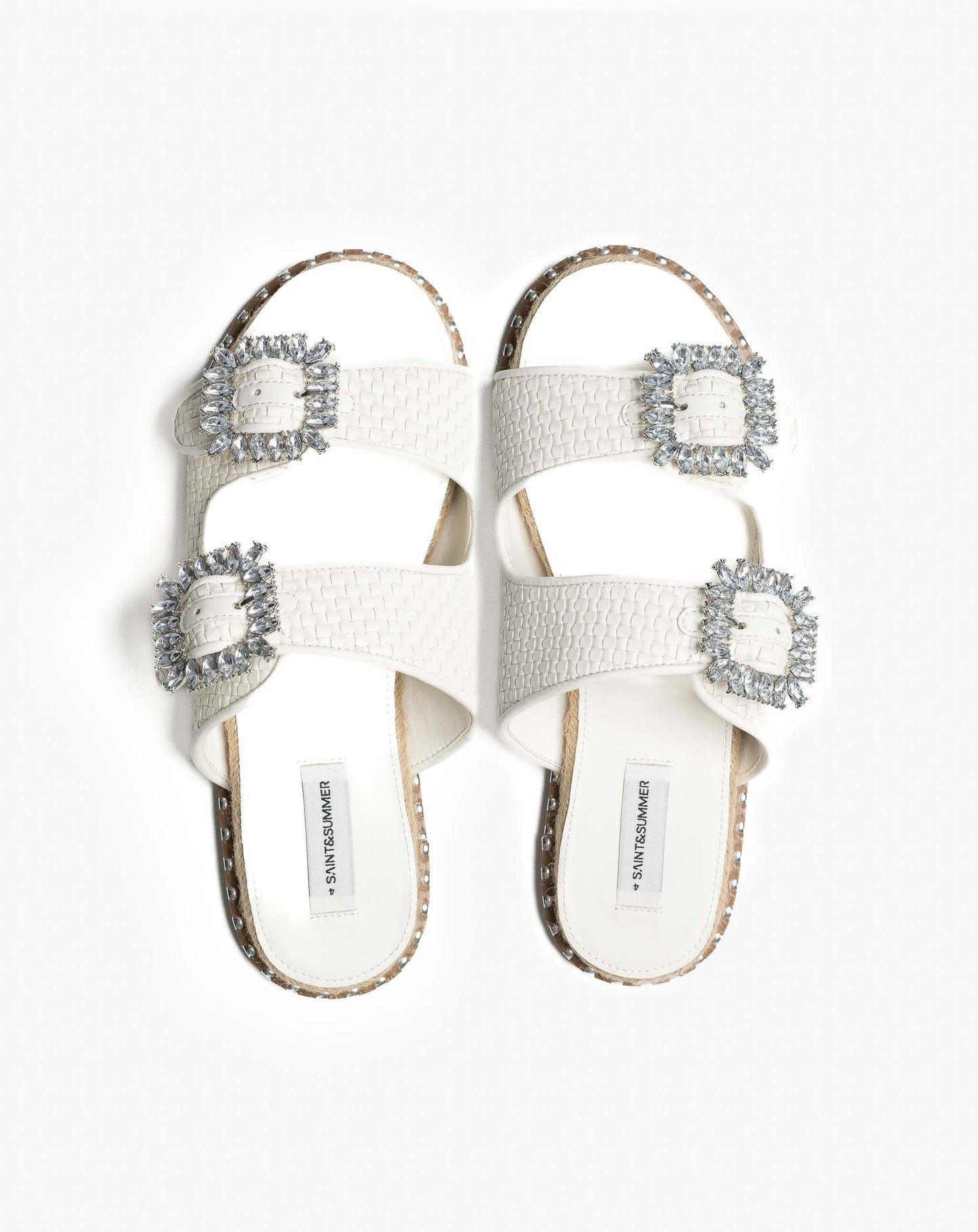 Ladies Jewelled Double Buckle Slide Sandal