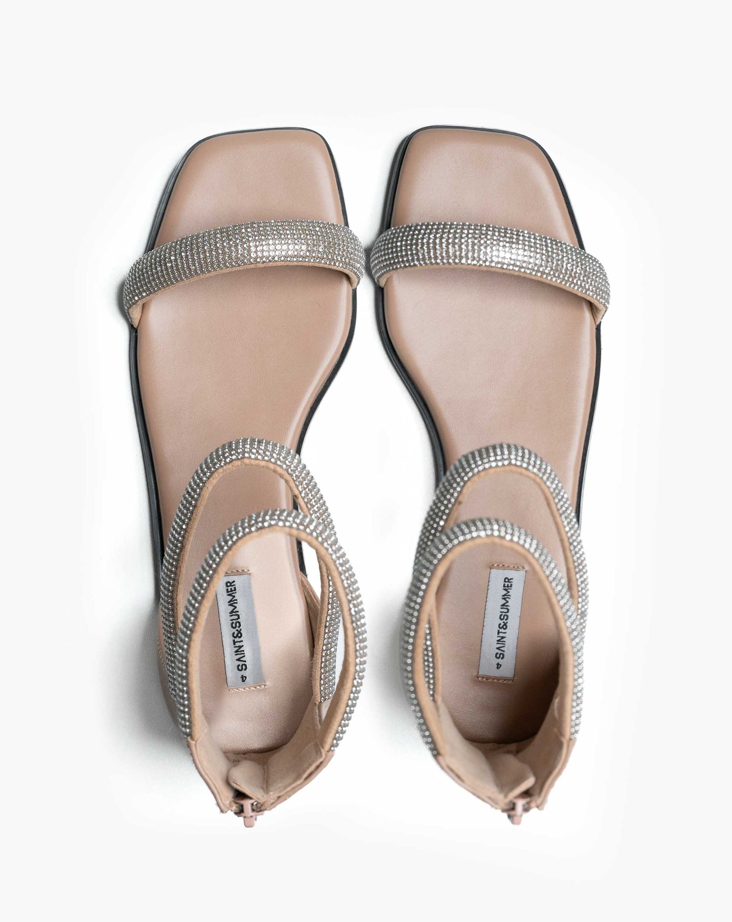 Ladies Cali Nude Bejewelled Ankle Sandal