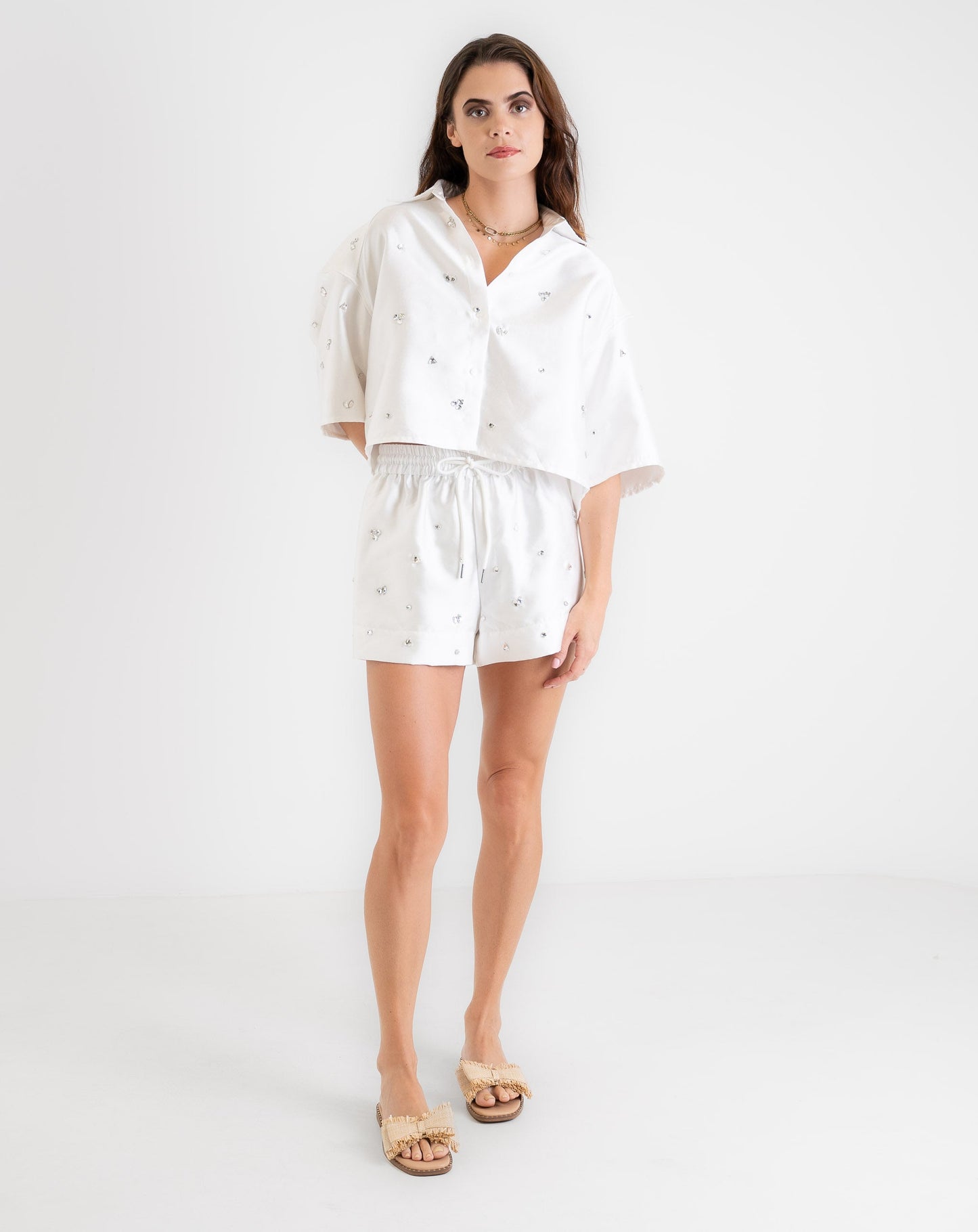 Ladies Frosted Button Up Shirt - Knit Tops