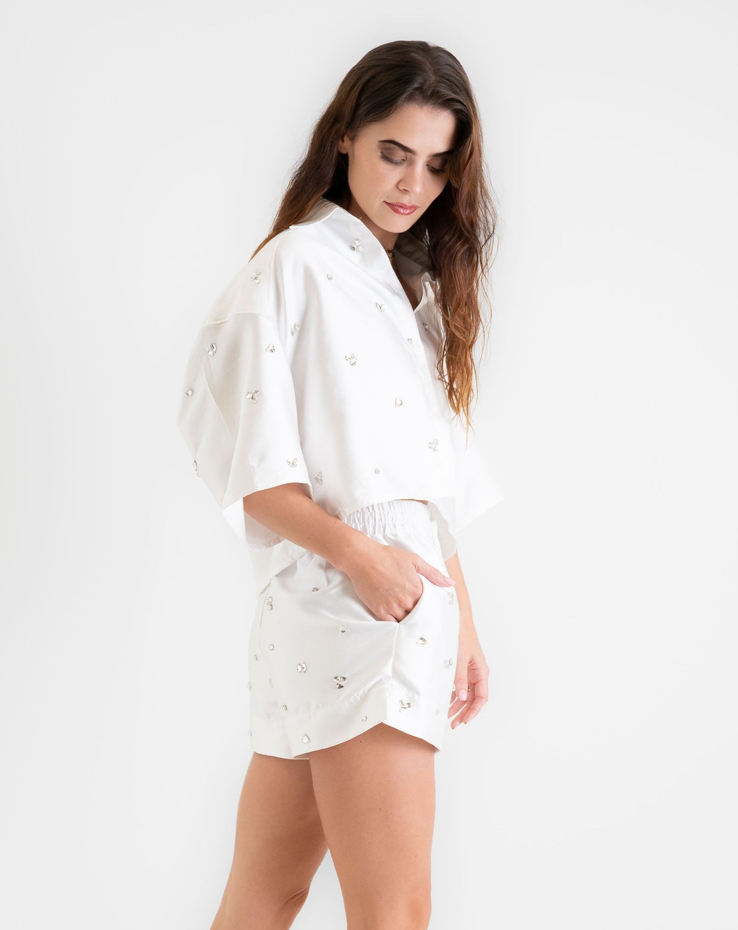 Ladies Frosted Button Up Shirt - Knit Tops