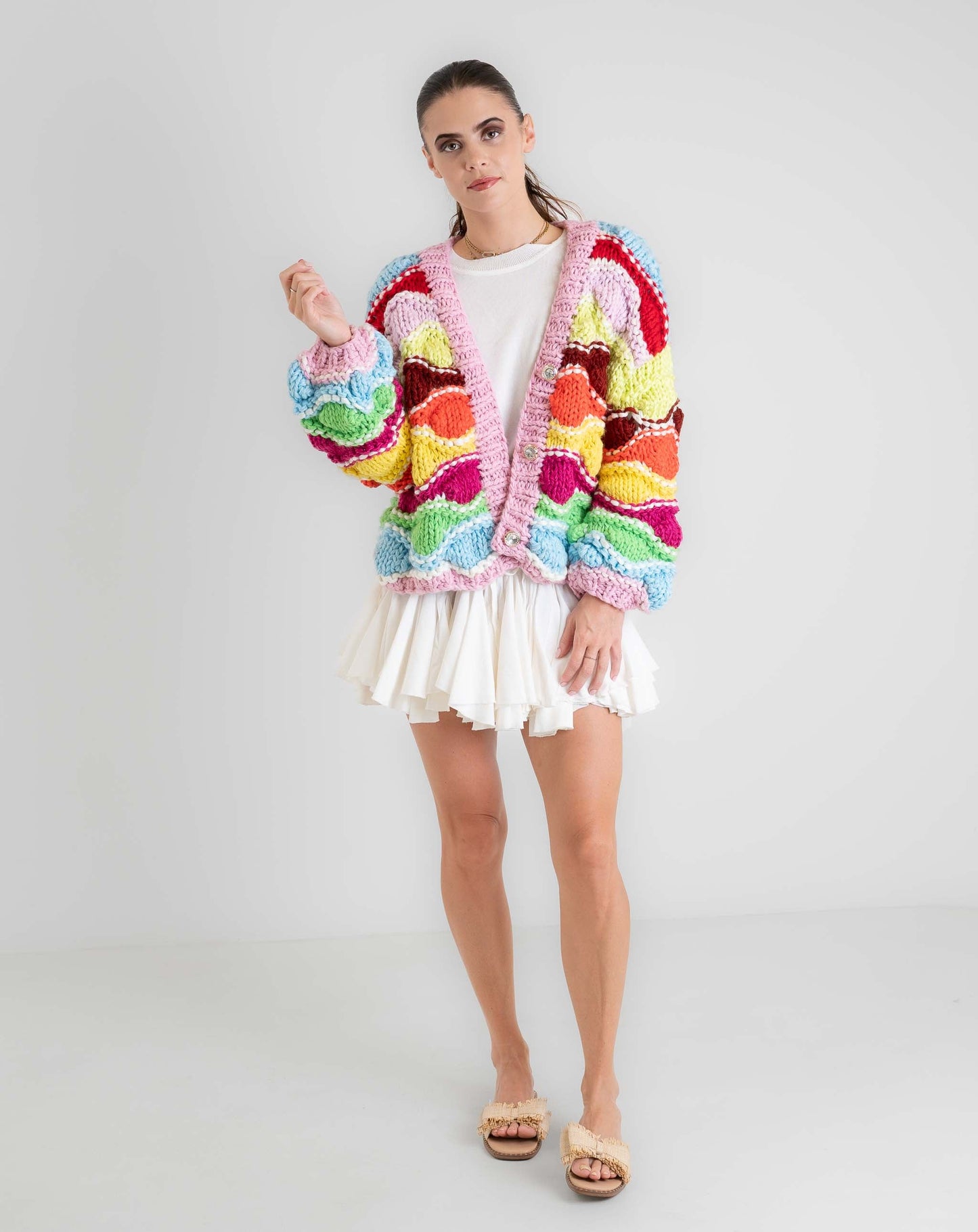 Ladies Confetti Bubble Cardi Jersey - Knitwear