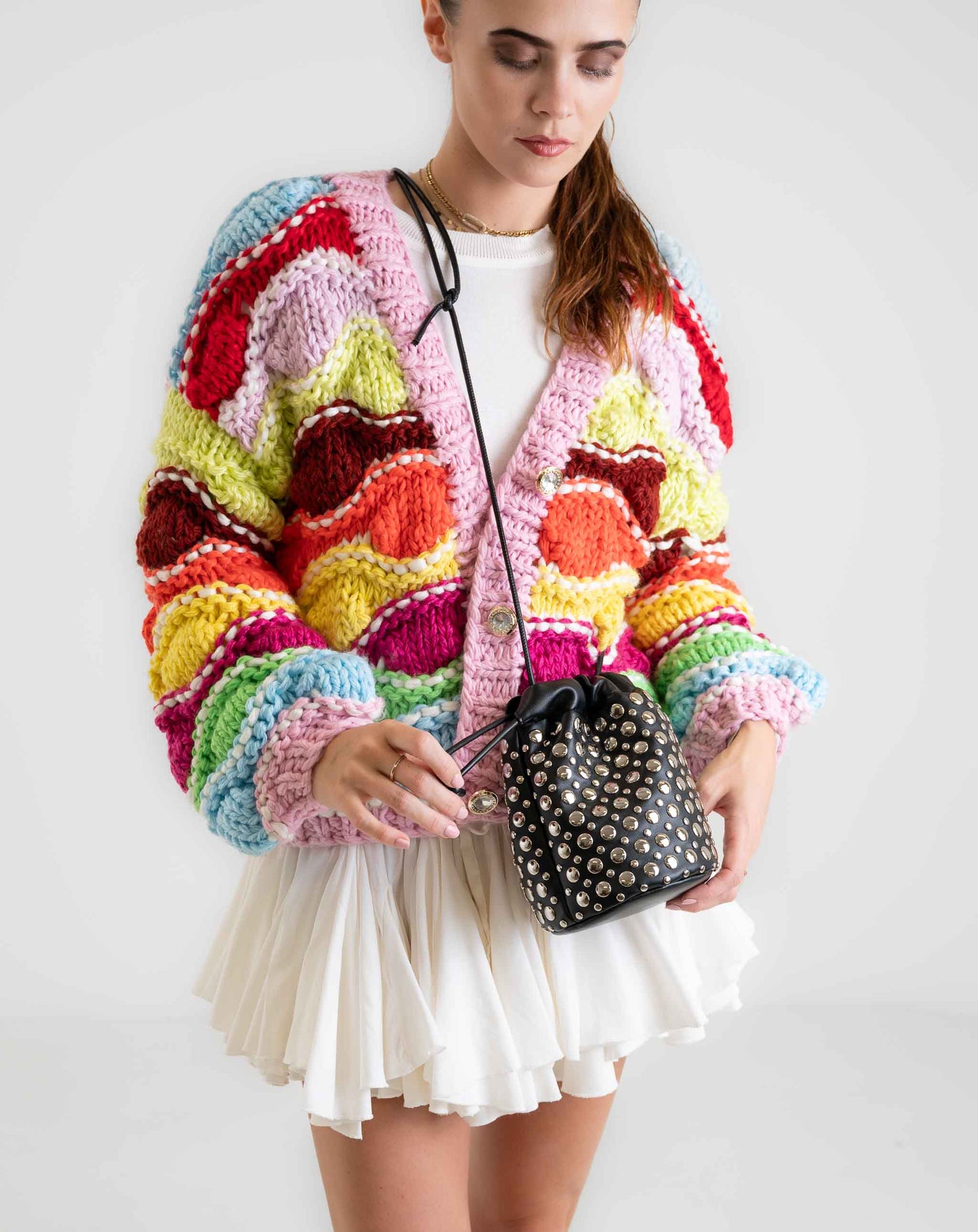 Ladies Confetti Bubble Cardi Jersey - Knitwear