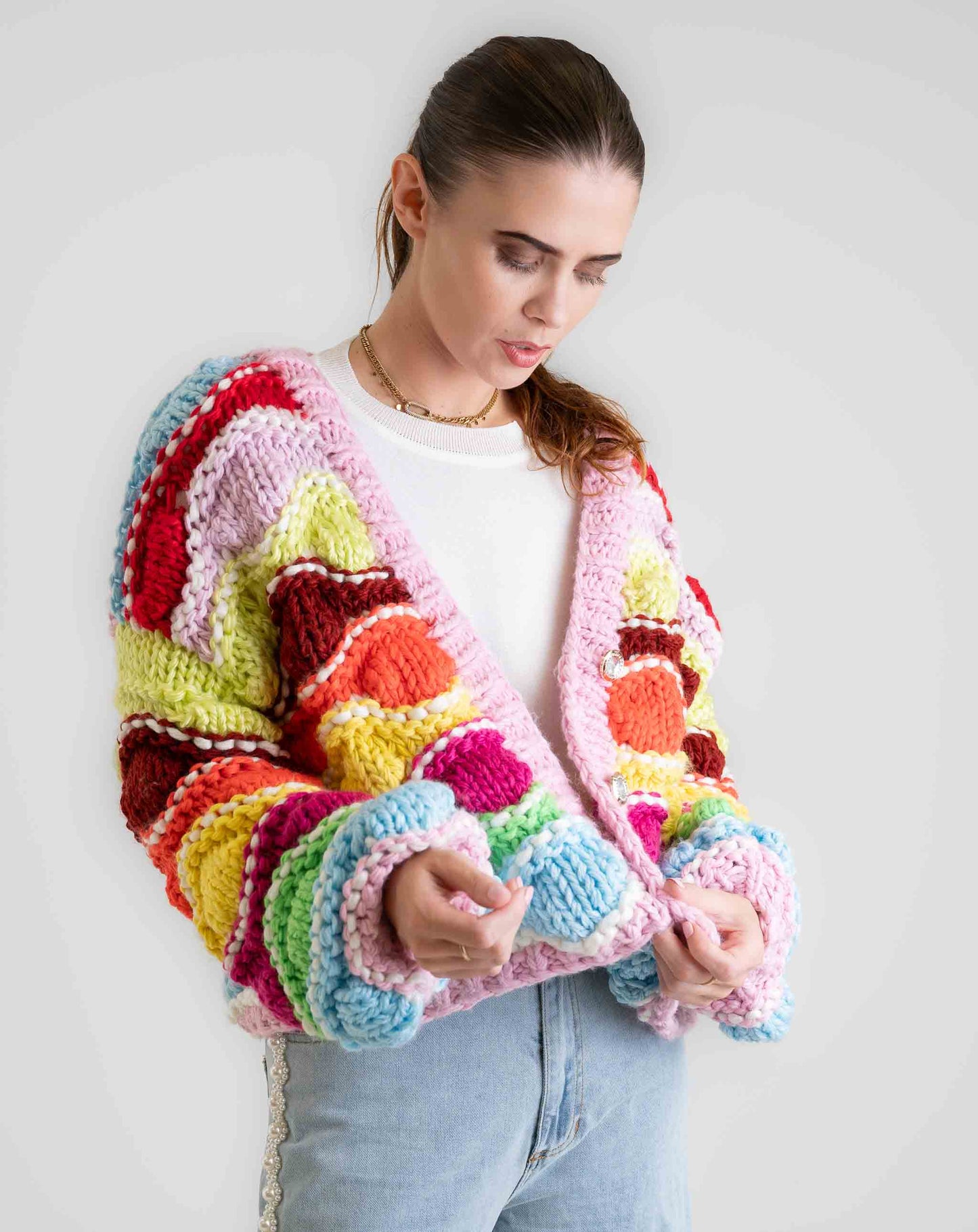 Ladies Confetti Bubble Cardi Jersey - Knitwear