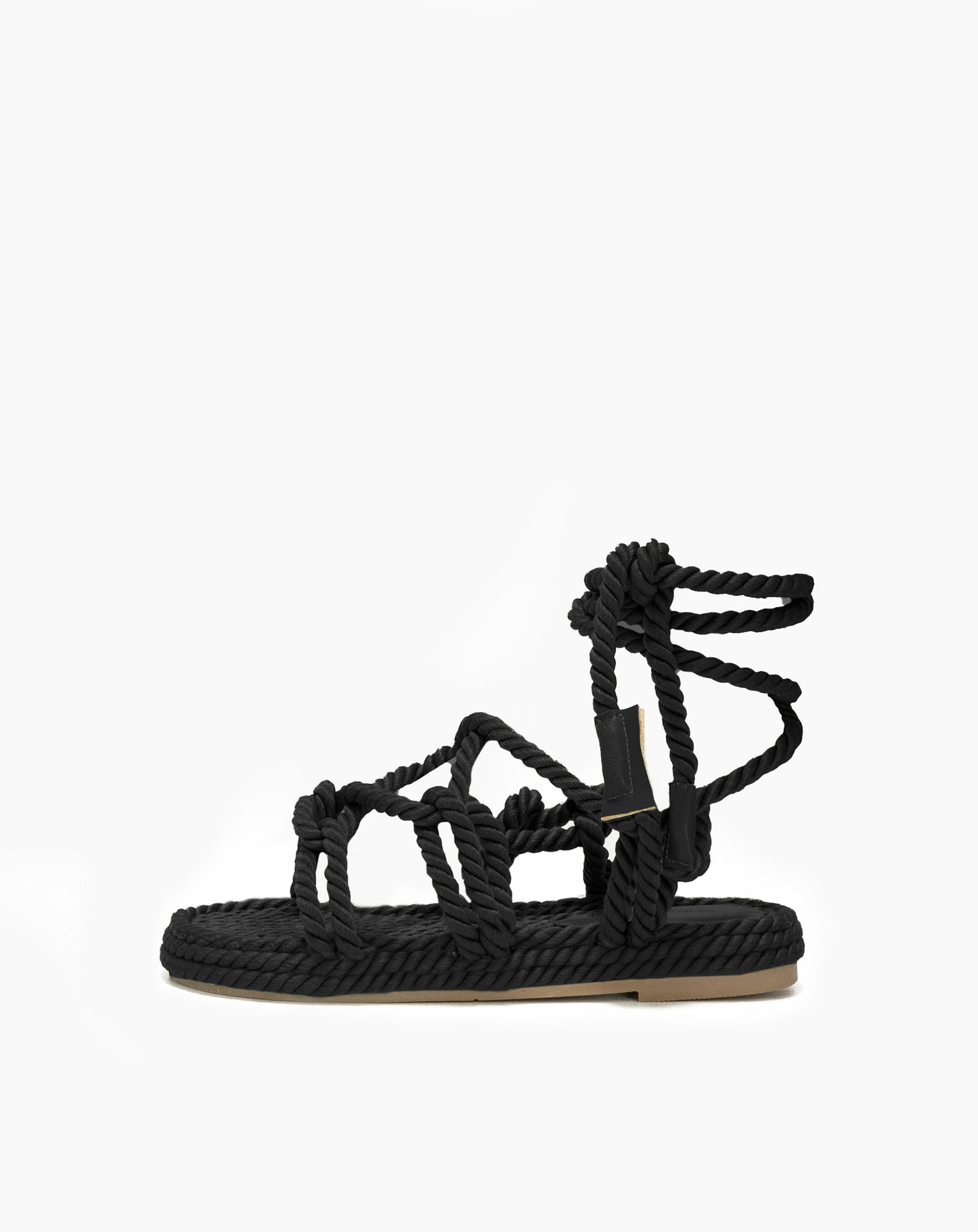Ladies Ventura Rope Lace Up Sandal - Black