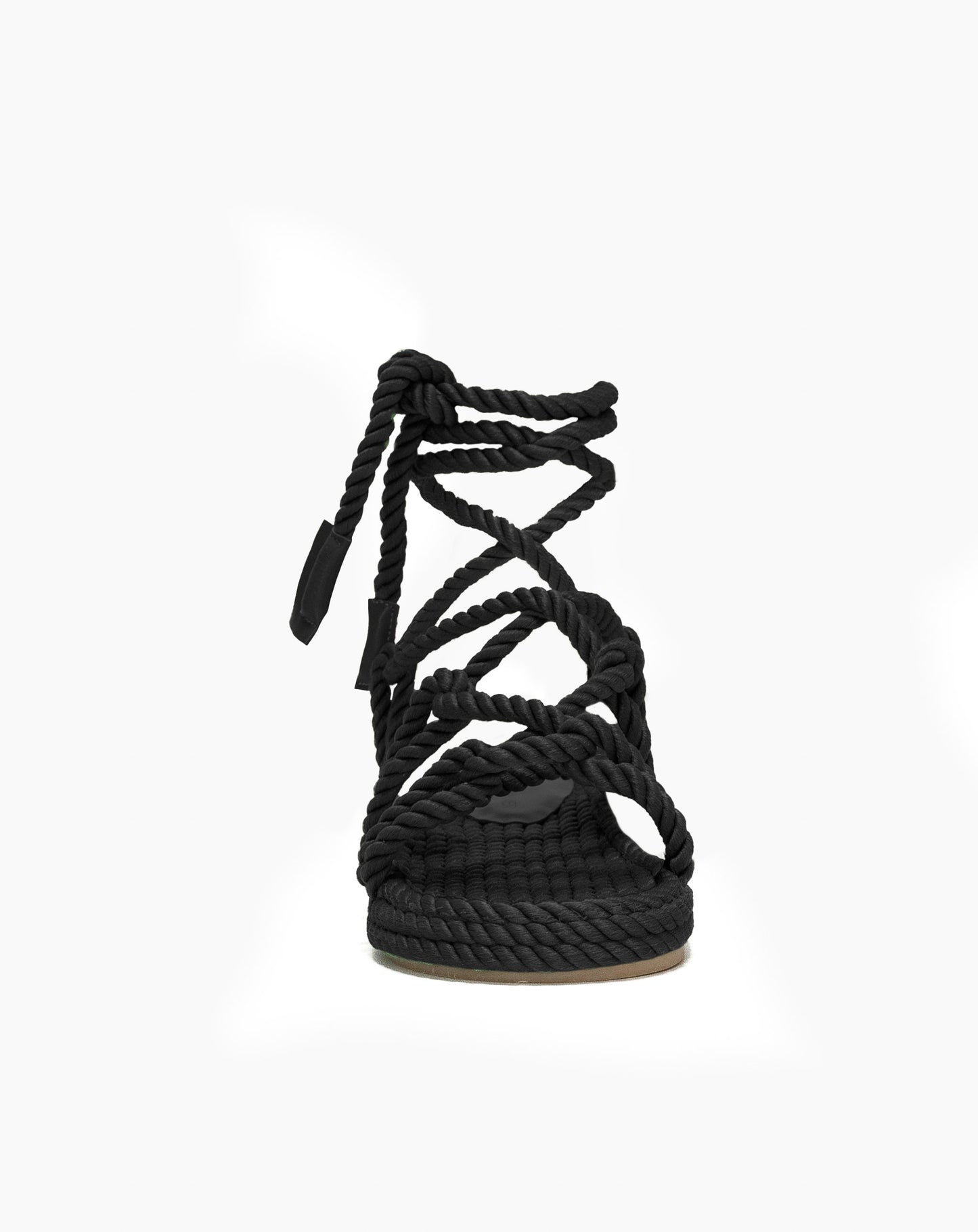 Ladies Ventura Rope Lace Up Sandal - Black
