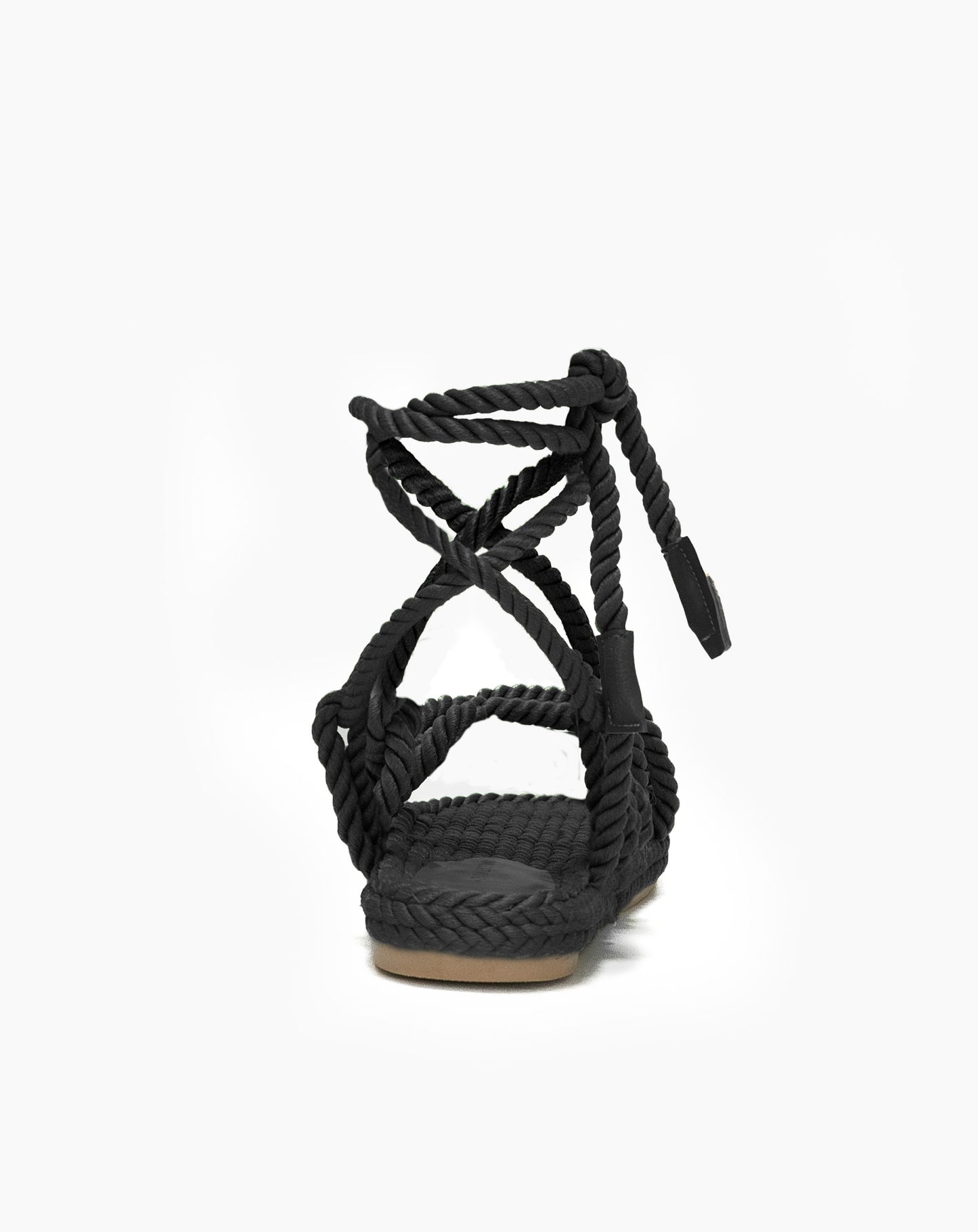 Ladies Ventura Rope Lace Up Sandal - Black