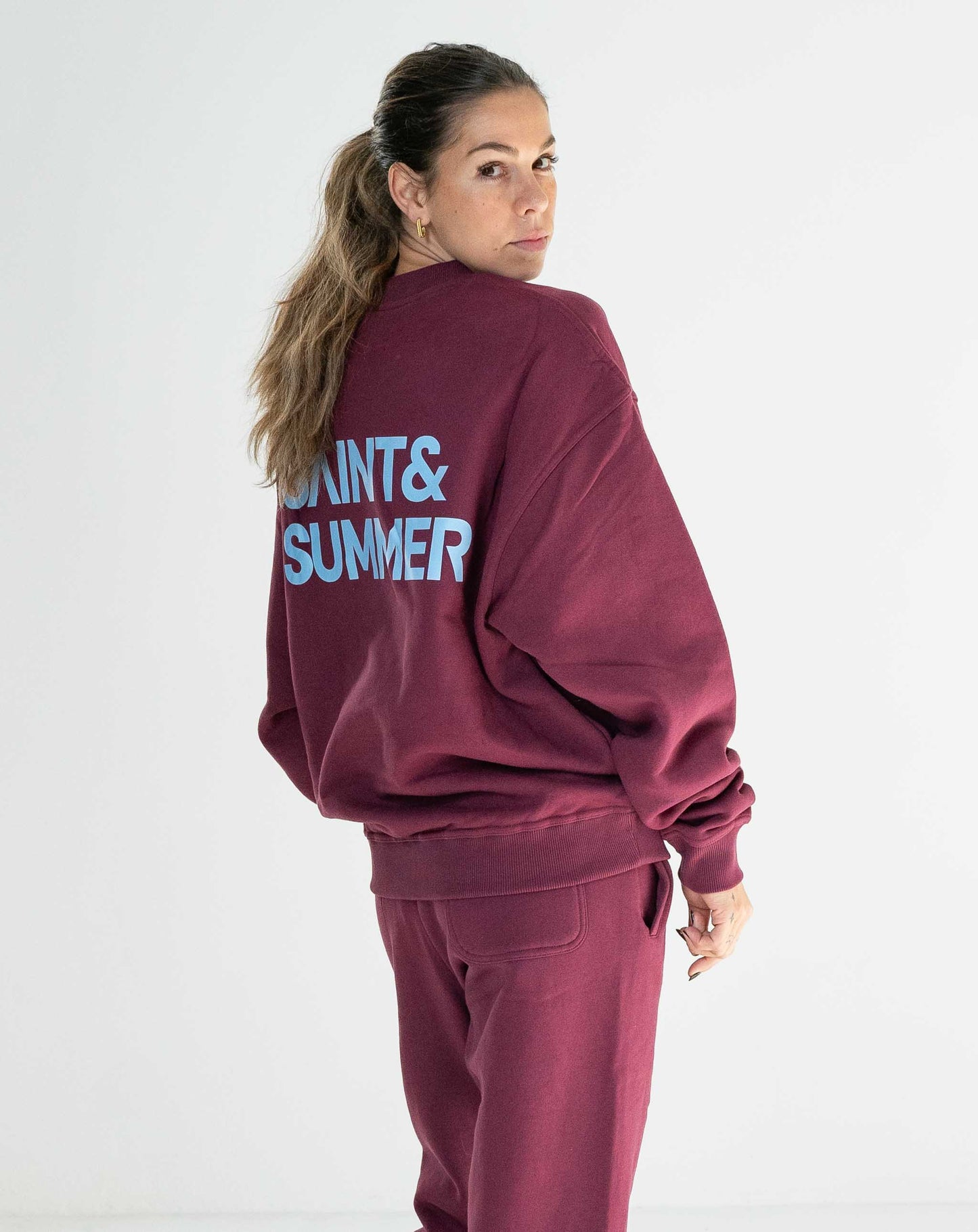 Unisex Burgundy Classic Crew Fleece Sweater