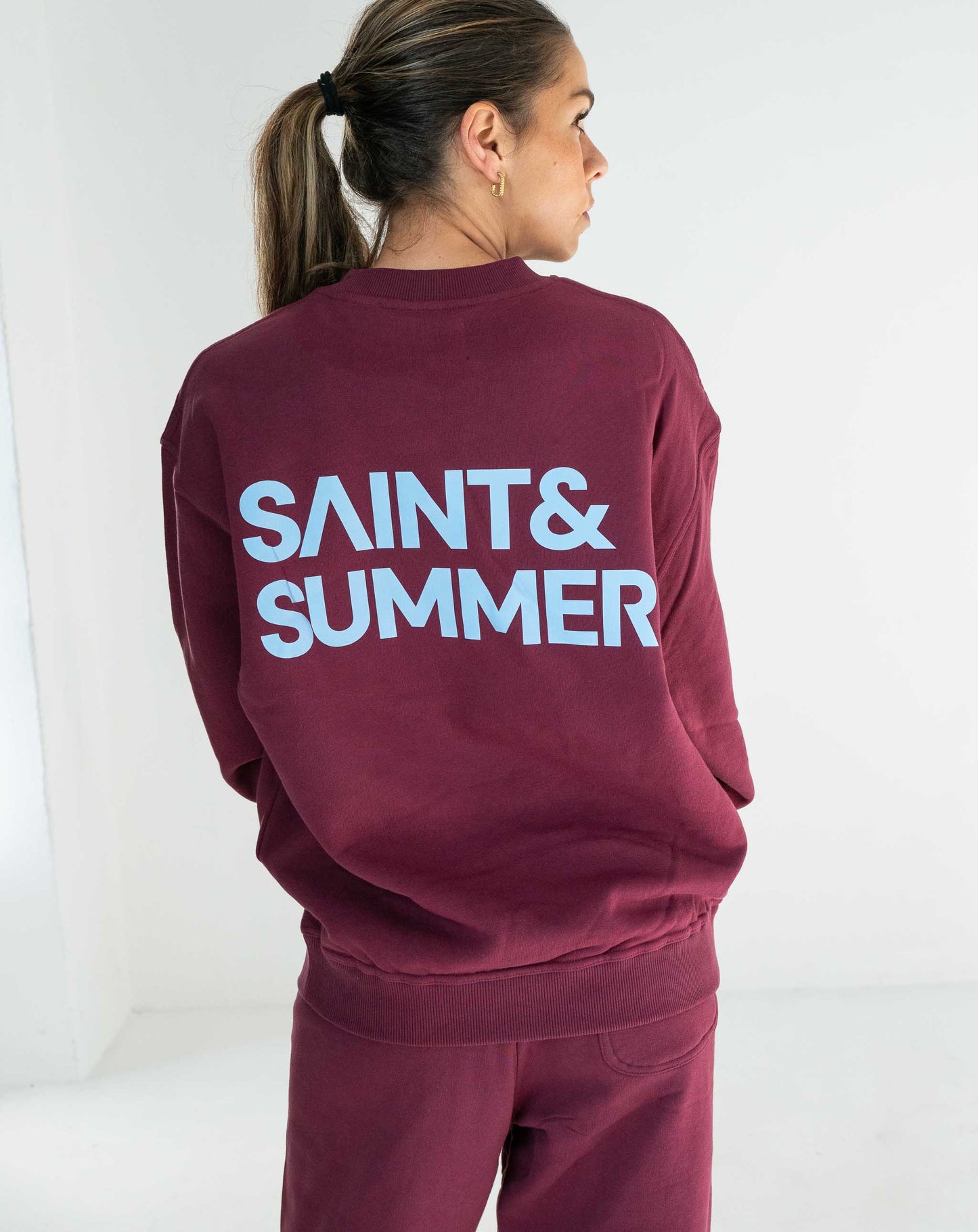 Unisex Burgundy Classic Crew Fleece Sweater