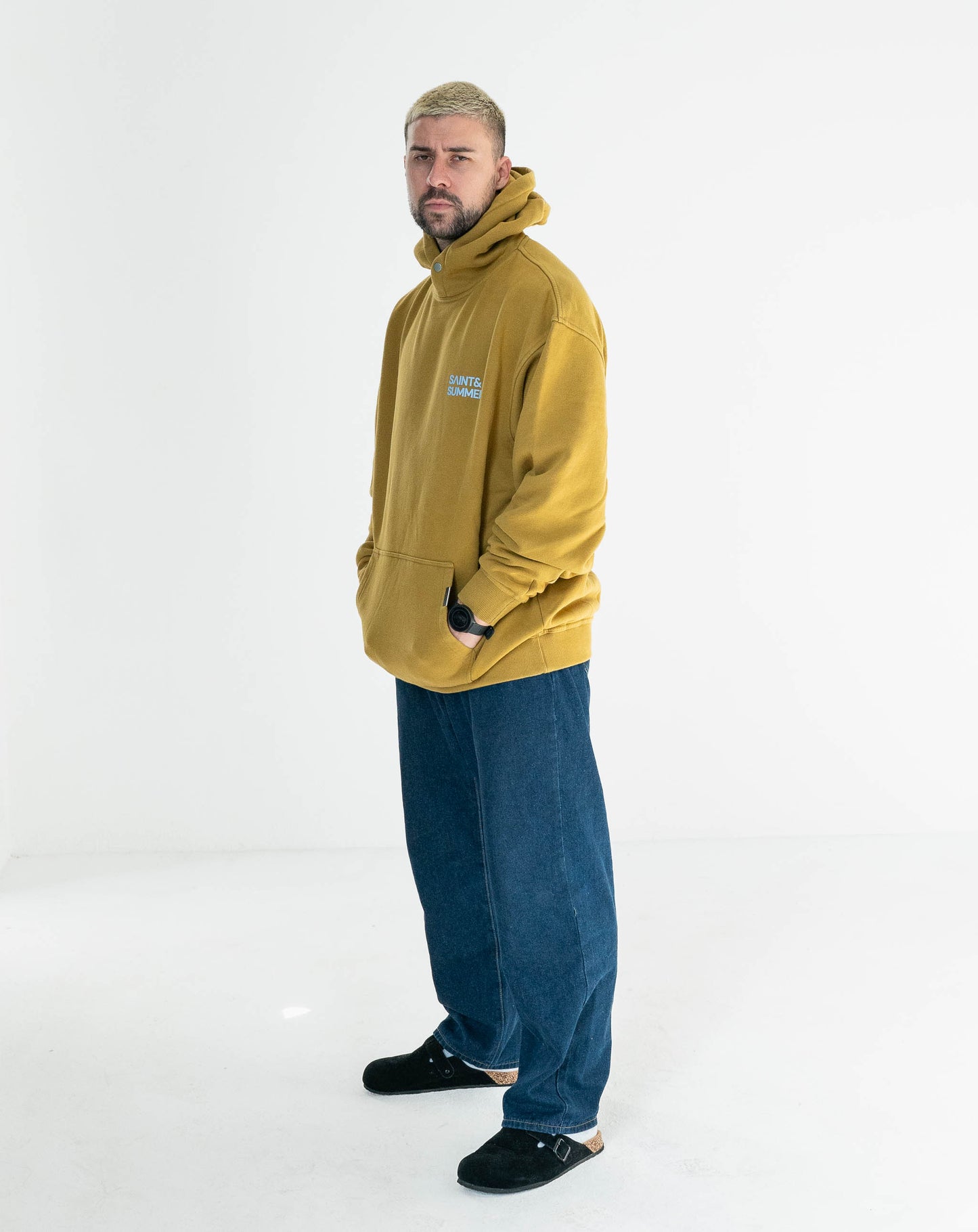 Unisex Acid Yellow Classic Print Fleece Hoodie