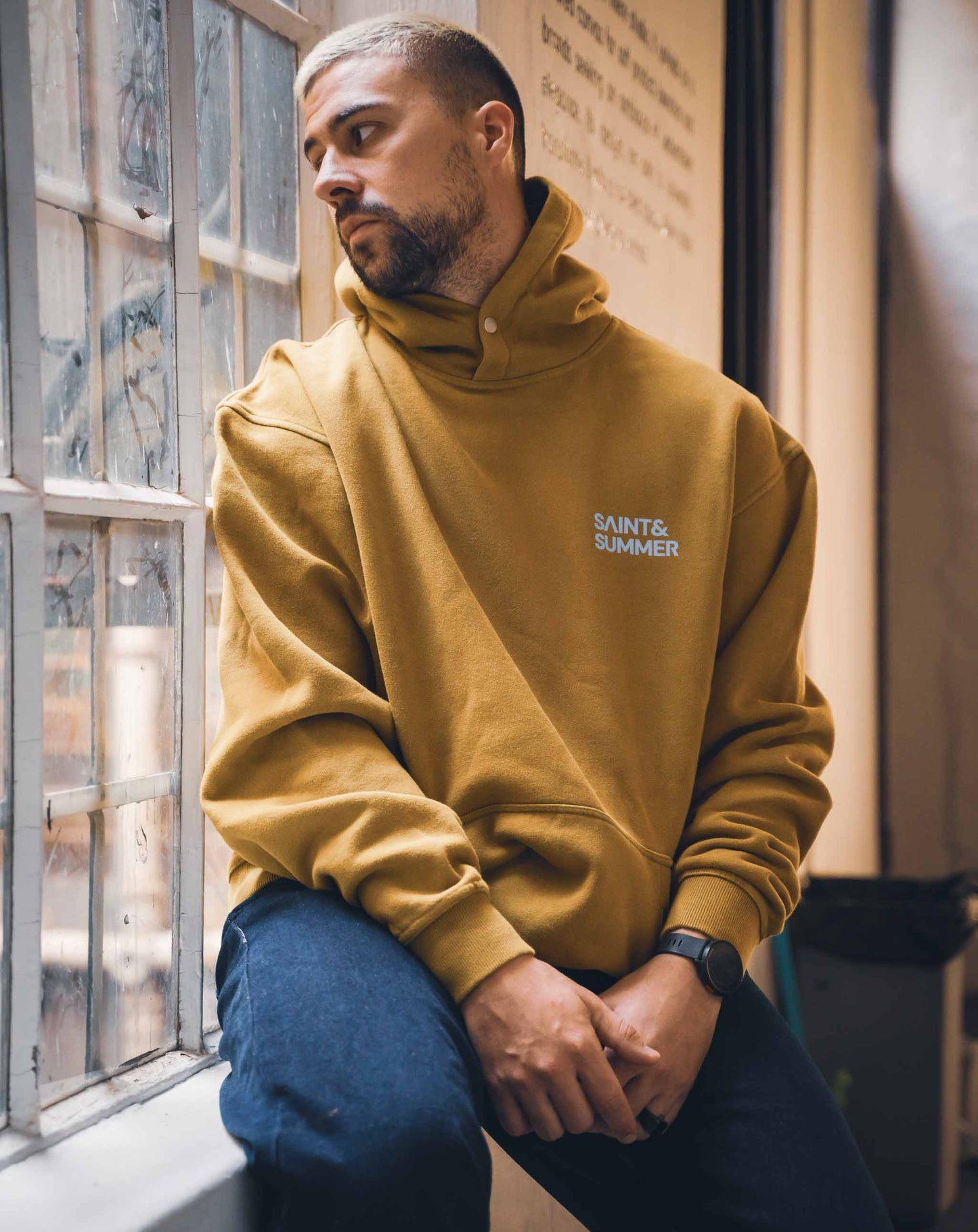 Unisex Acid Yellow Classic Print Fleece Hoodie