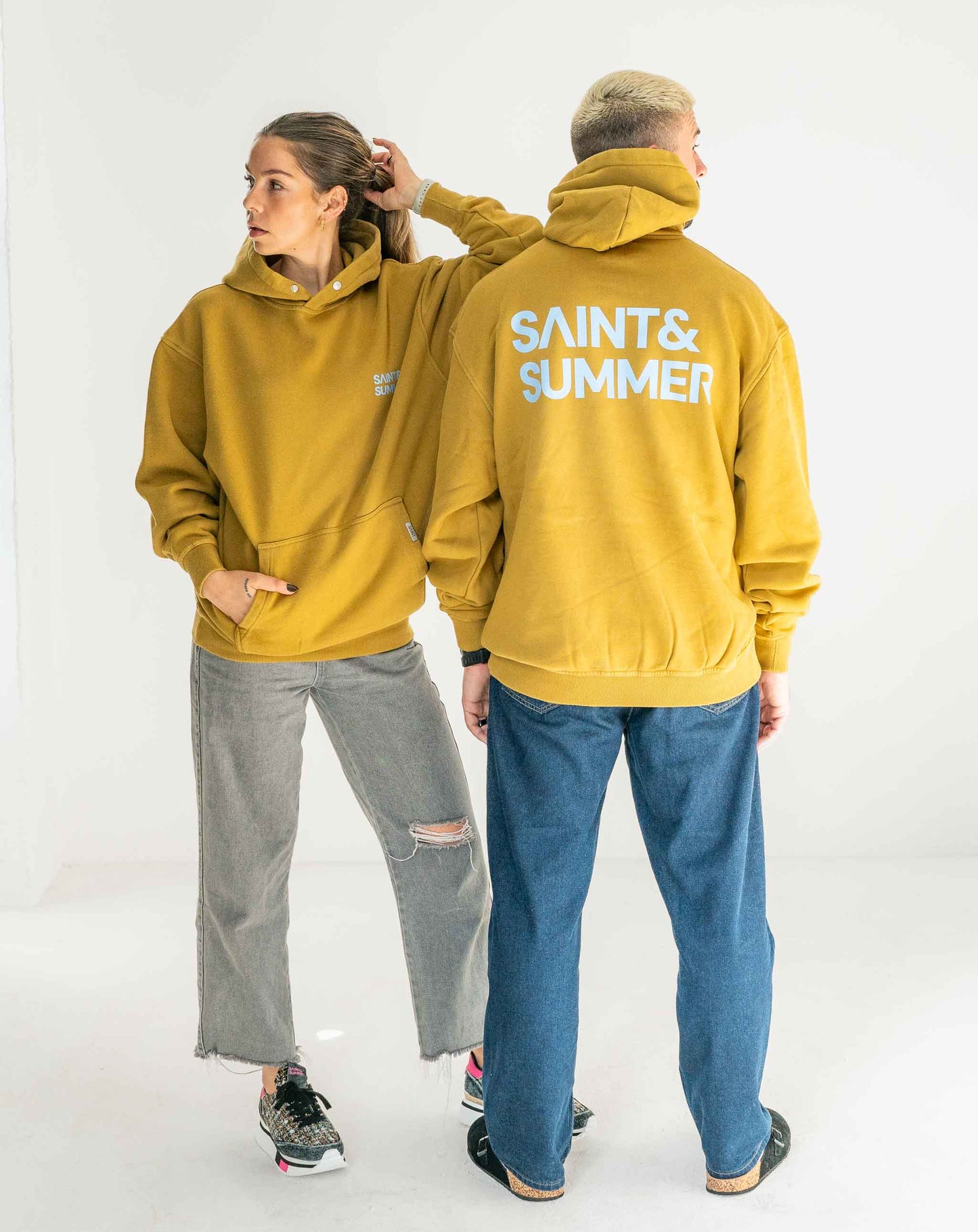 Unisex Acid Yellow Classic Print Fleece Hoodie
