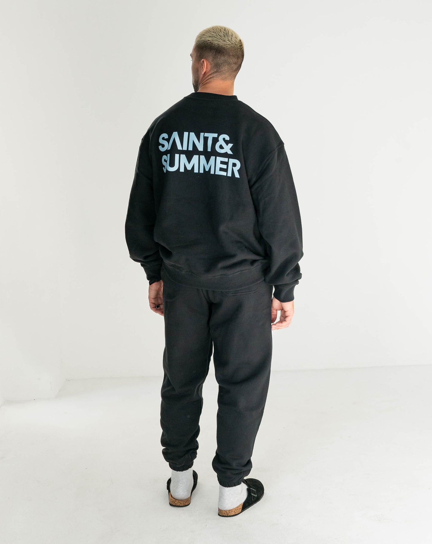 Unisex Black Classic Crew Fleece Sweater