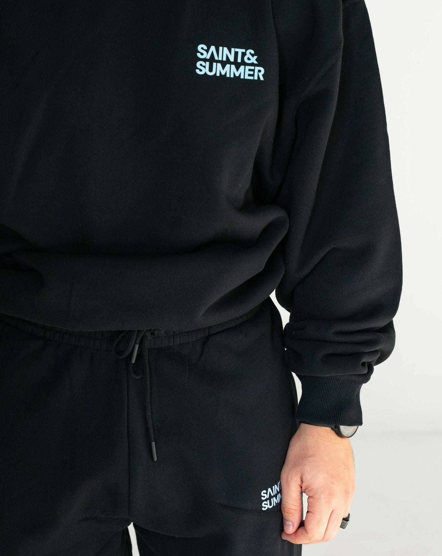 Unisex Black Classic Crew Fleece Sweater