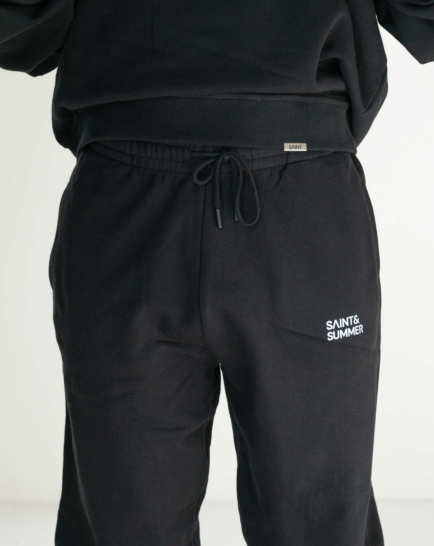 Unisex Fleece Pants Black with Block Logo