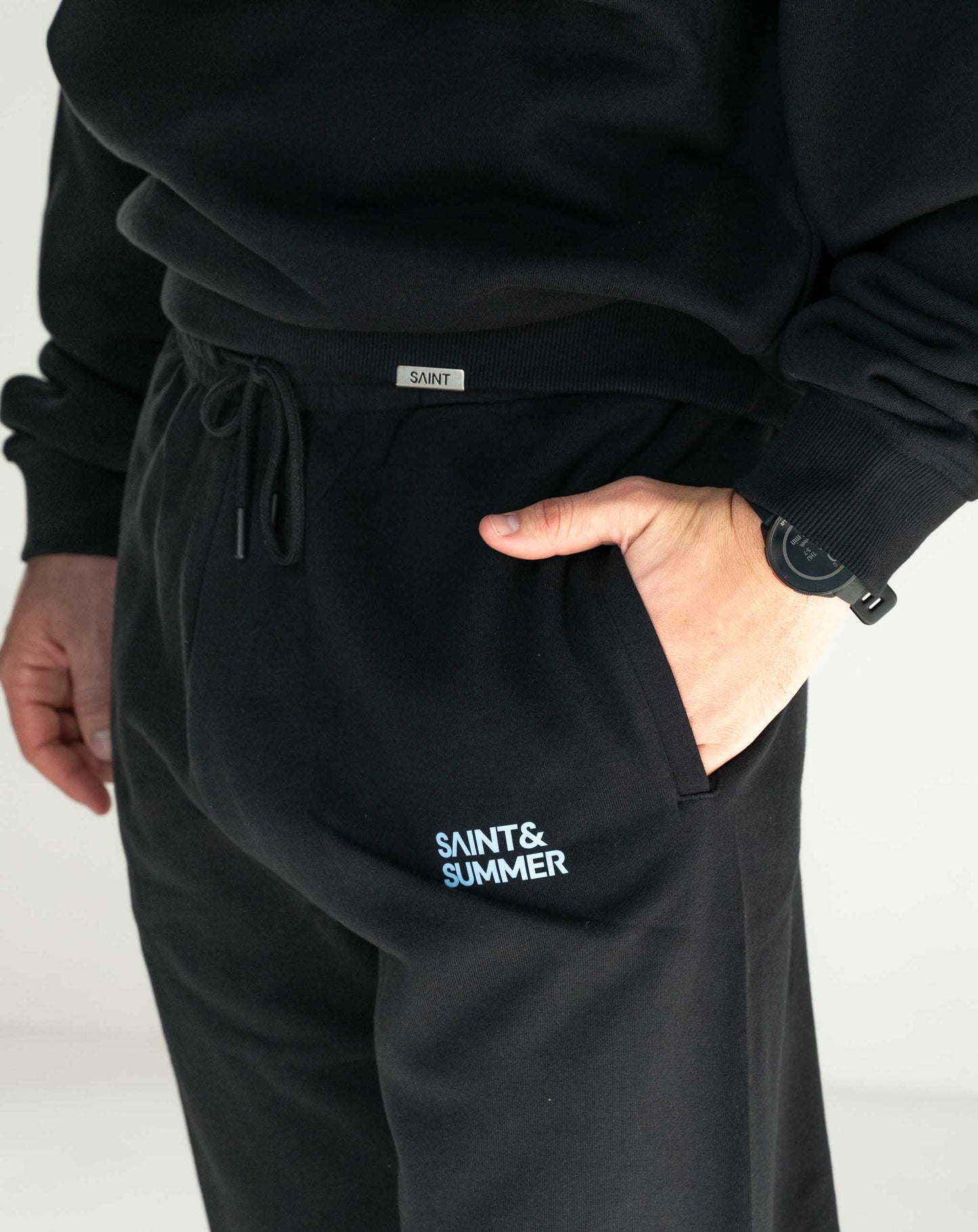 Unisex Fleece Pants Black with Block Logo