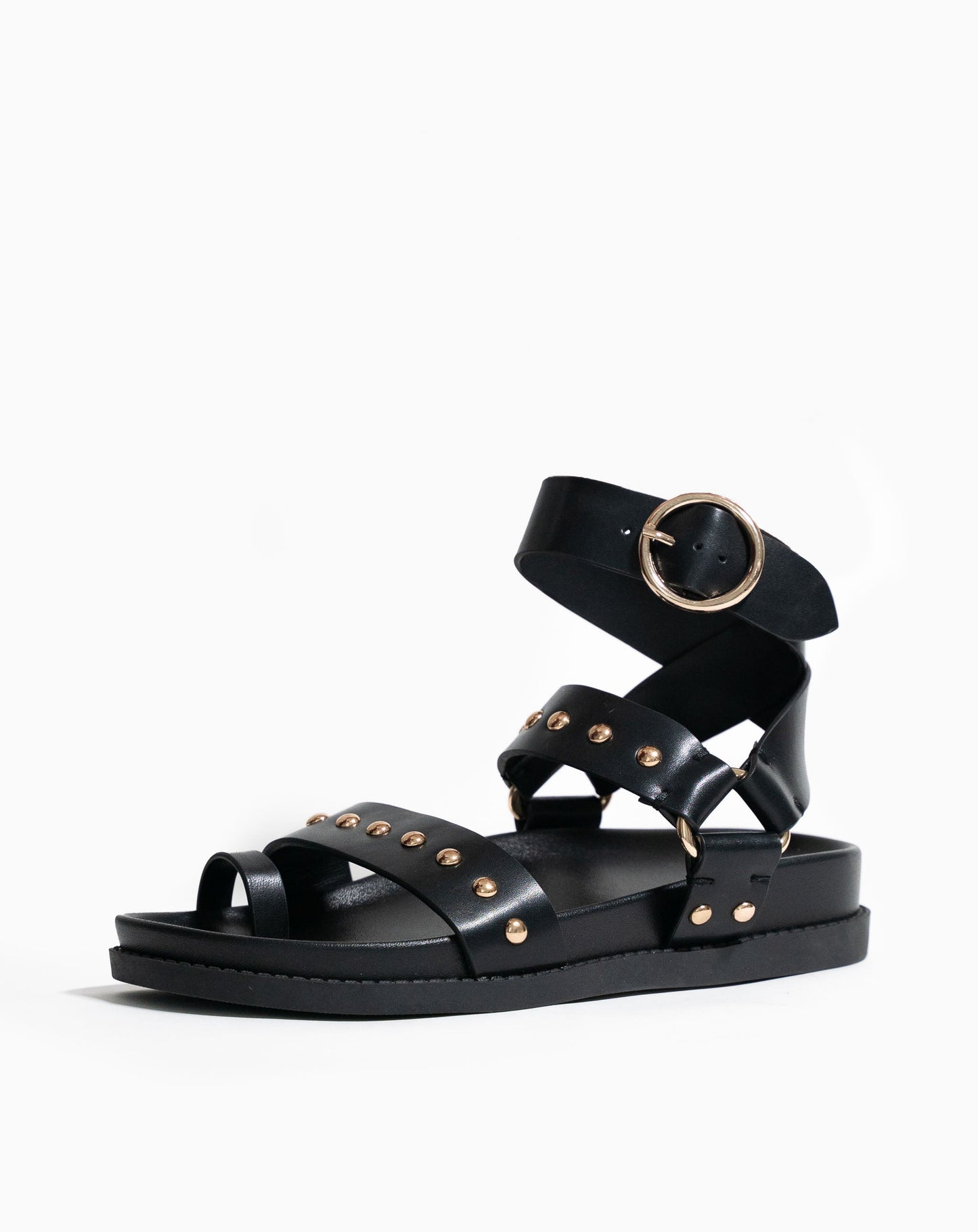 Ladies Flavia Leather Ankle Wrap Sandal - Flats