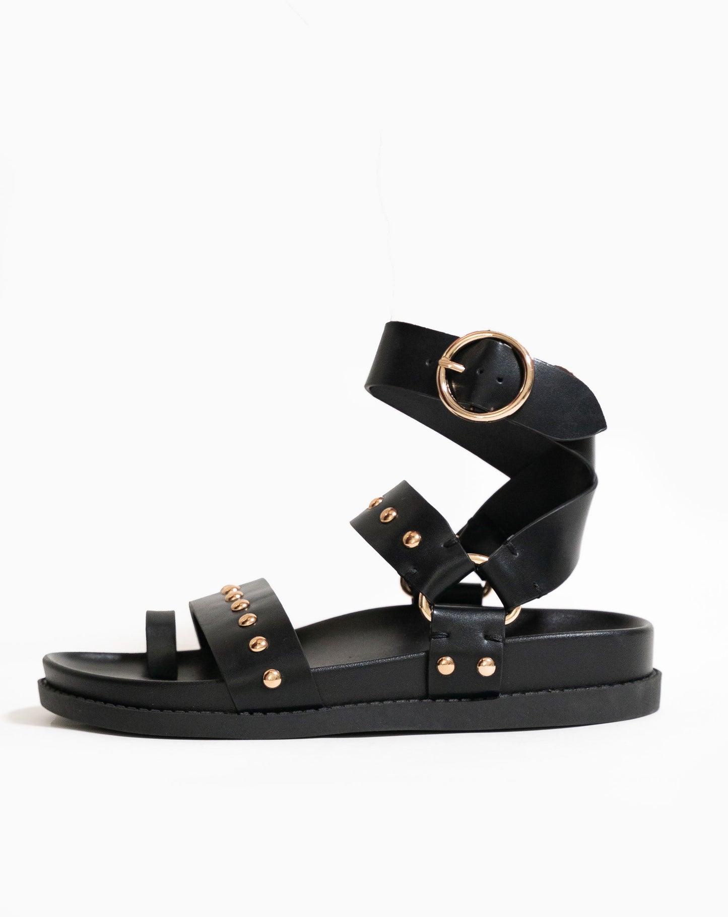 Ladies Flavia Leather Ankle Wrap Sandal - Flats