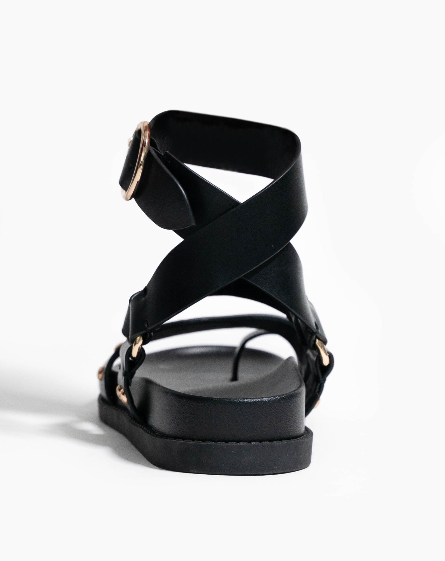 Ladies Flavia Leather Ankle Wrap Sandal - Flats