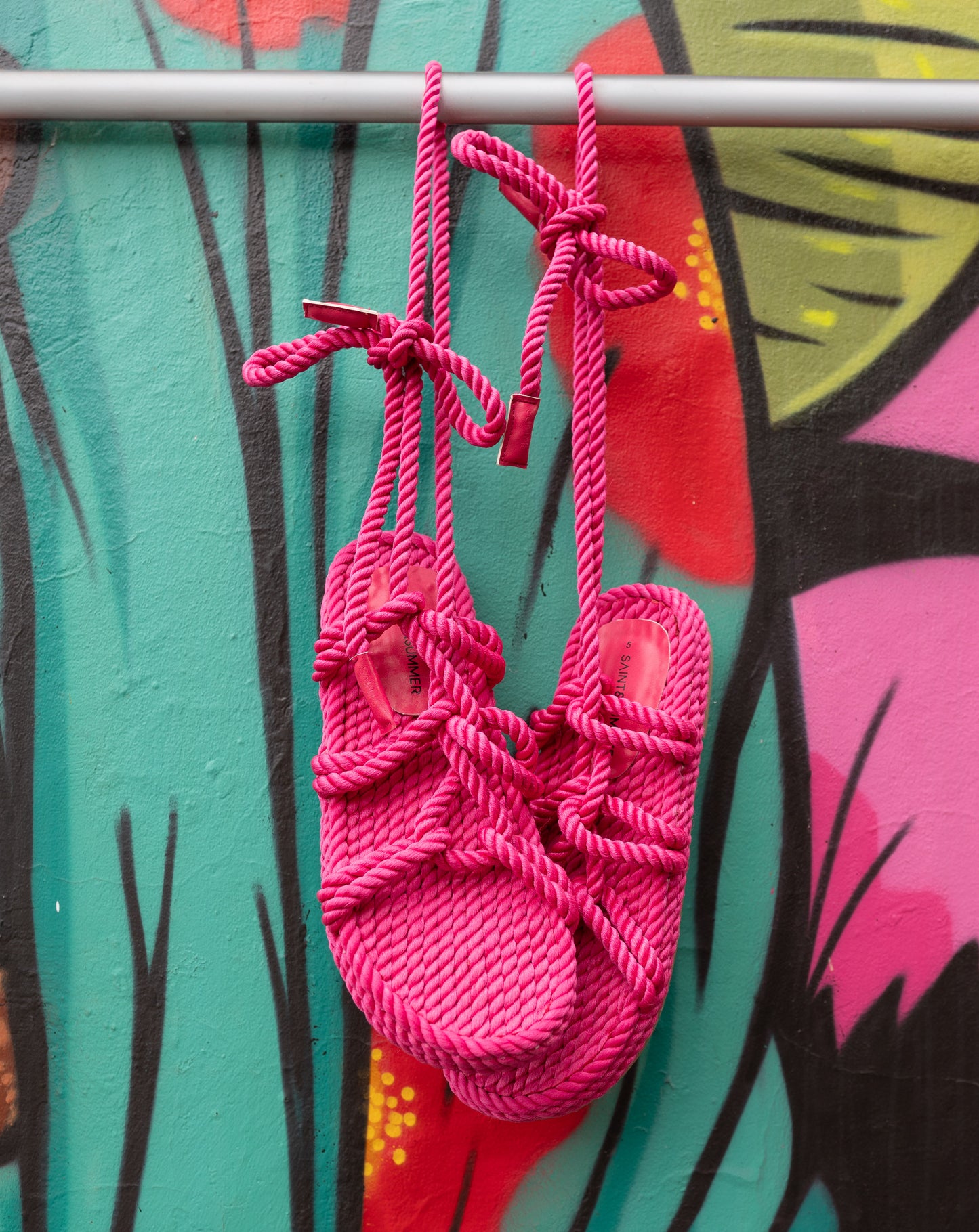 Ladies Ventura Rope Lace Up Sandal - Pink