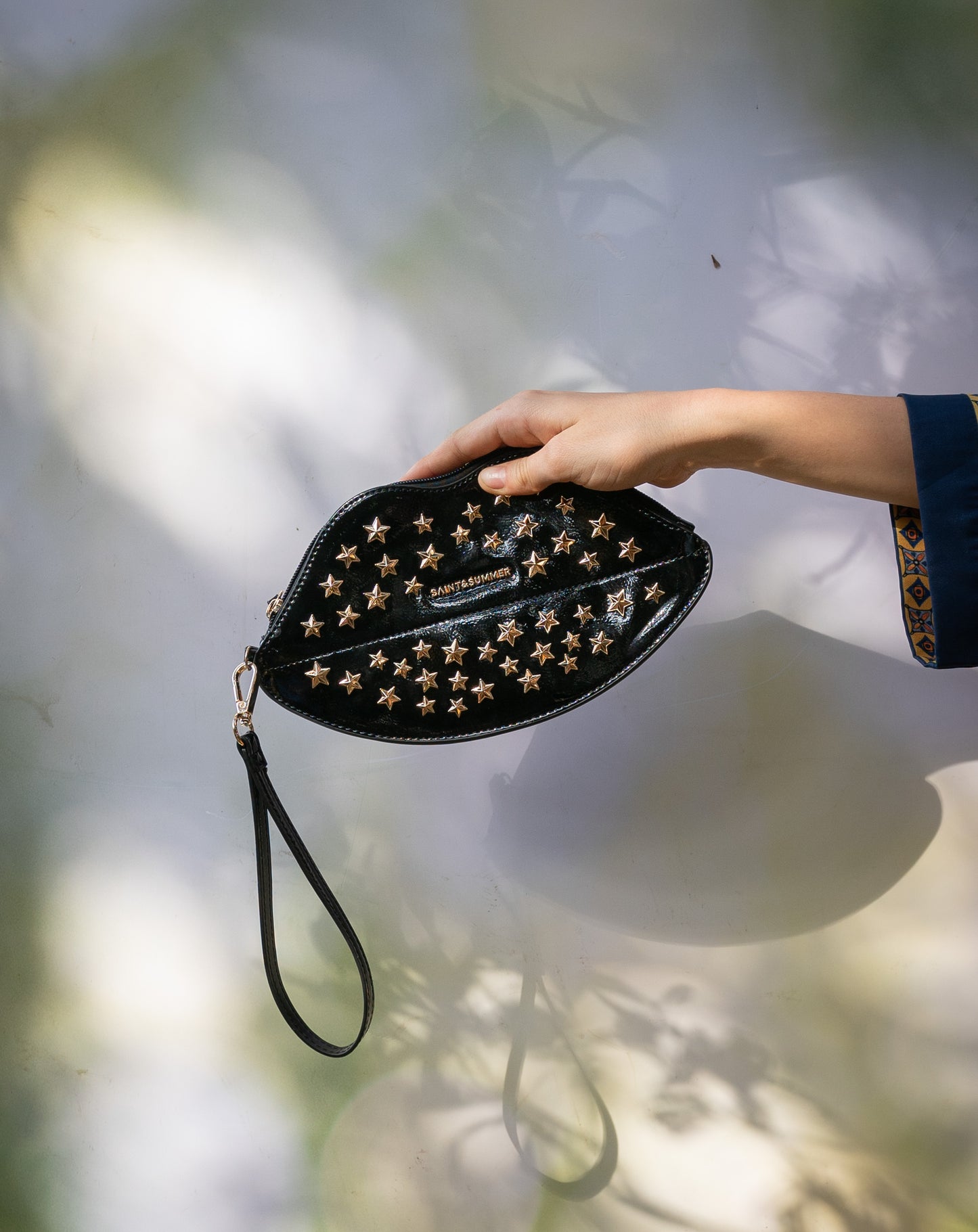 Bacio Lip Clutch With Studs