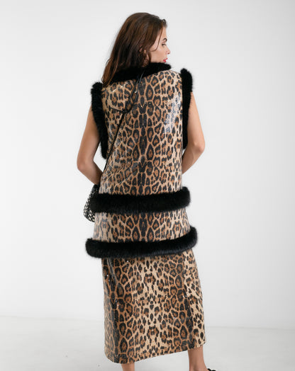 Ladies Wild Spark Faux Fur Gilet
