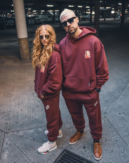 Unisex Fleece Pants Burgundy SS Logo