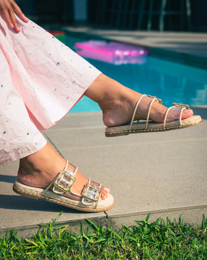 Ladies Transparent Studded Slide Sandal