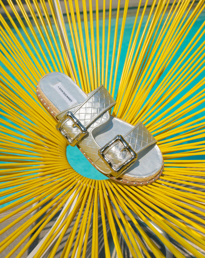 Ladies Clara Buckle Studded Slide Sandal