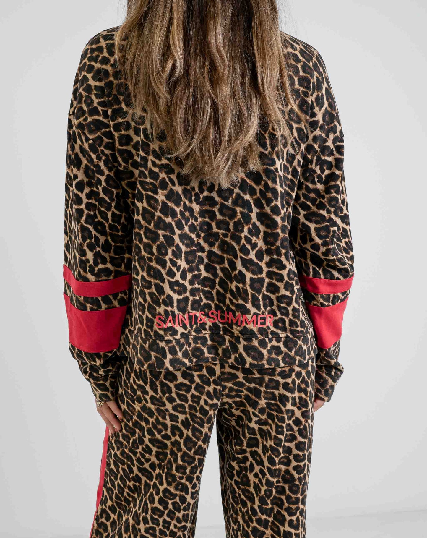 Ladies Zyra Red Logo Leopard Sweater