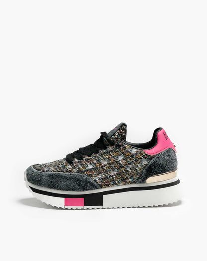 Ladies Asante Tweed Glitter Sneaker