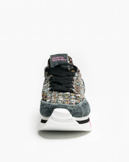 Ladies Asante Tweed Glitter Sneaker