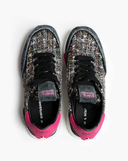 Ladies Asante Tweed Glitter Sneaker