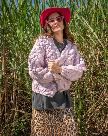 Ladies Pretty In Pink Bubble Cardigan
