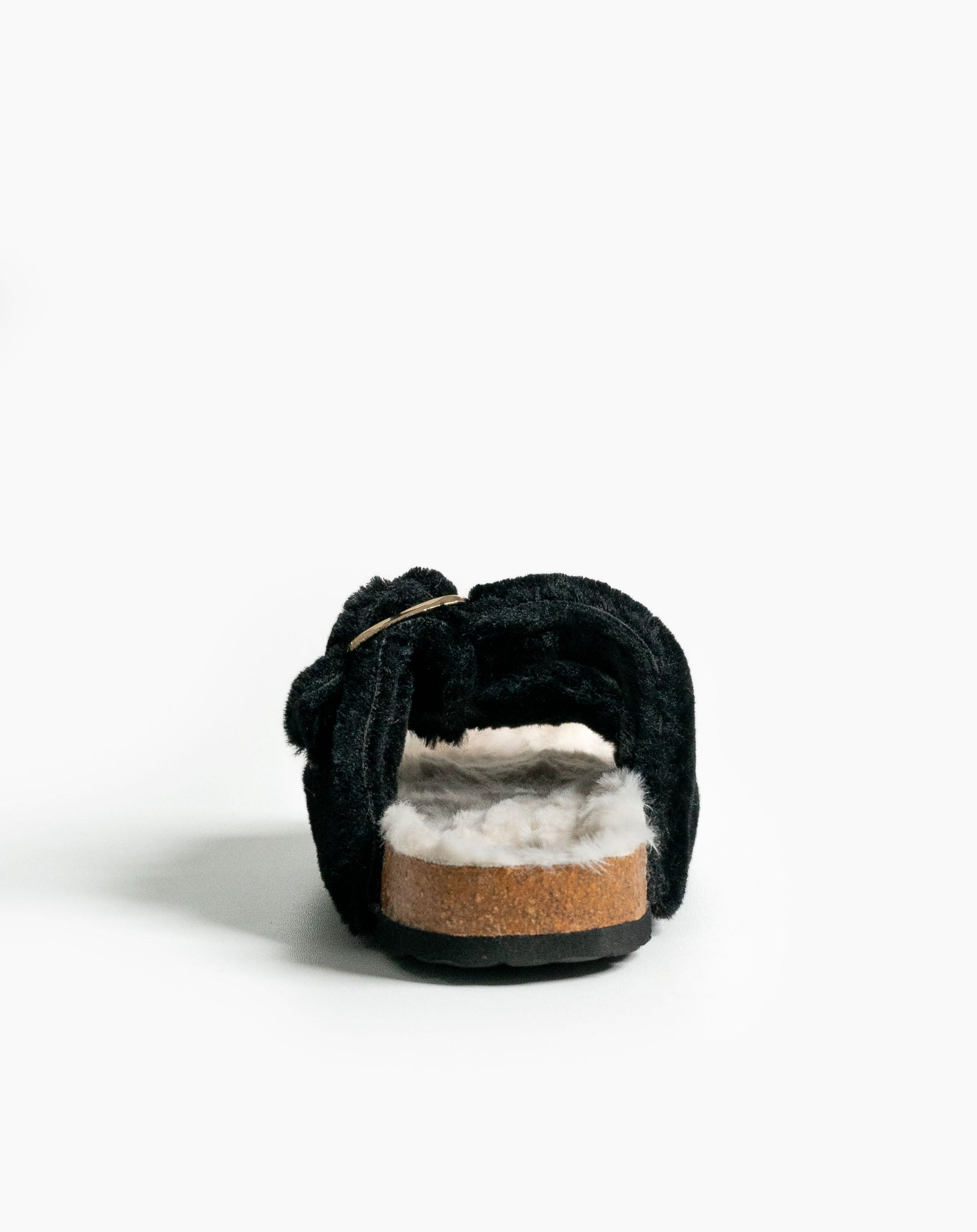 Aurora Furry Sandals Black - Flat Sandals
