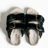 Aurora Furry Sandals Black - Flat Sandals
