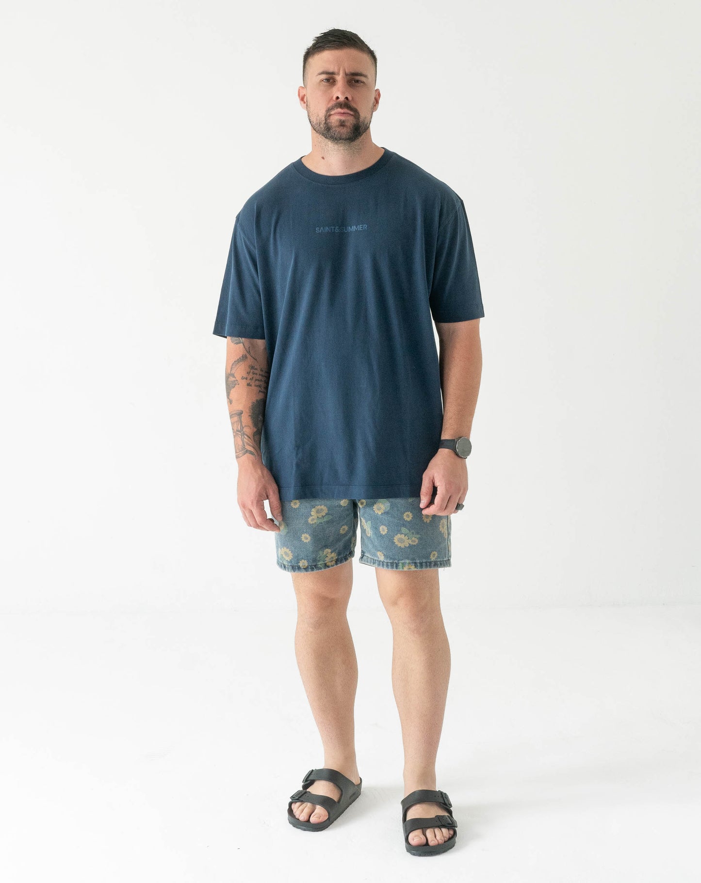 Mens Small Logo Pigment Tee: Navy