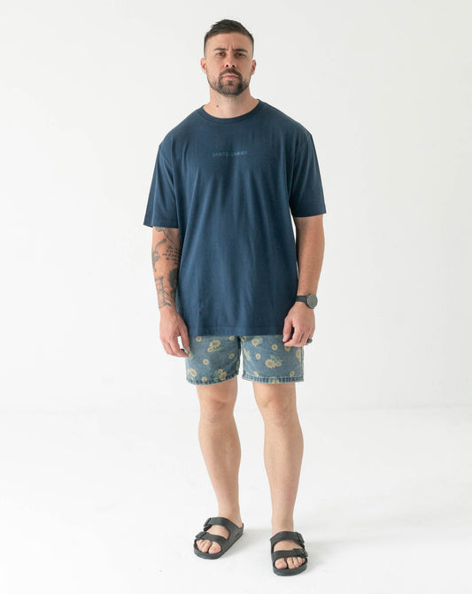 Mens Small Logo Pigment Tee: Navy