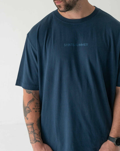 Mens Small Logo Pigment Tee: Navy