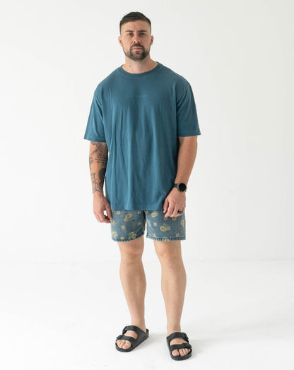 Mens Small Logo Pigment Tee: Teal