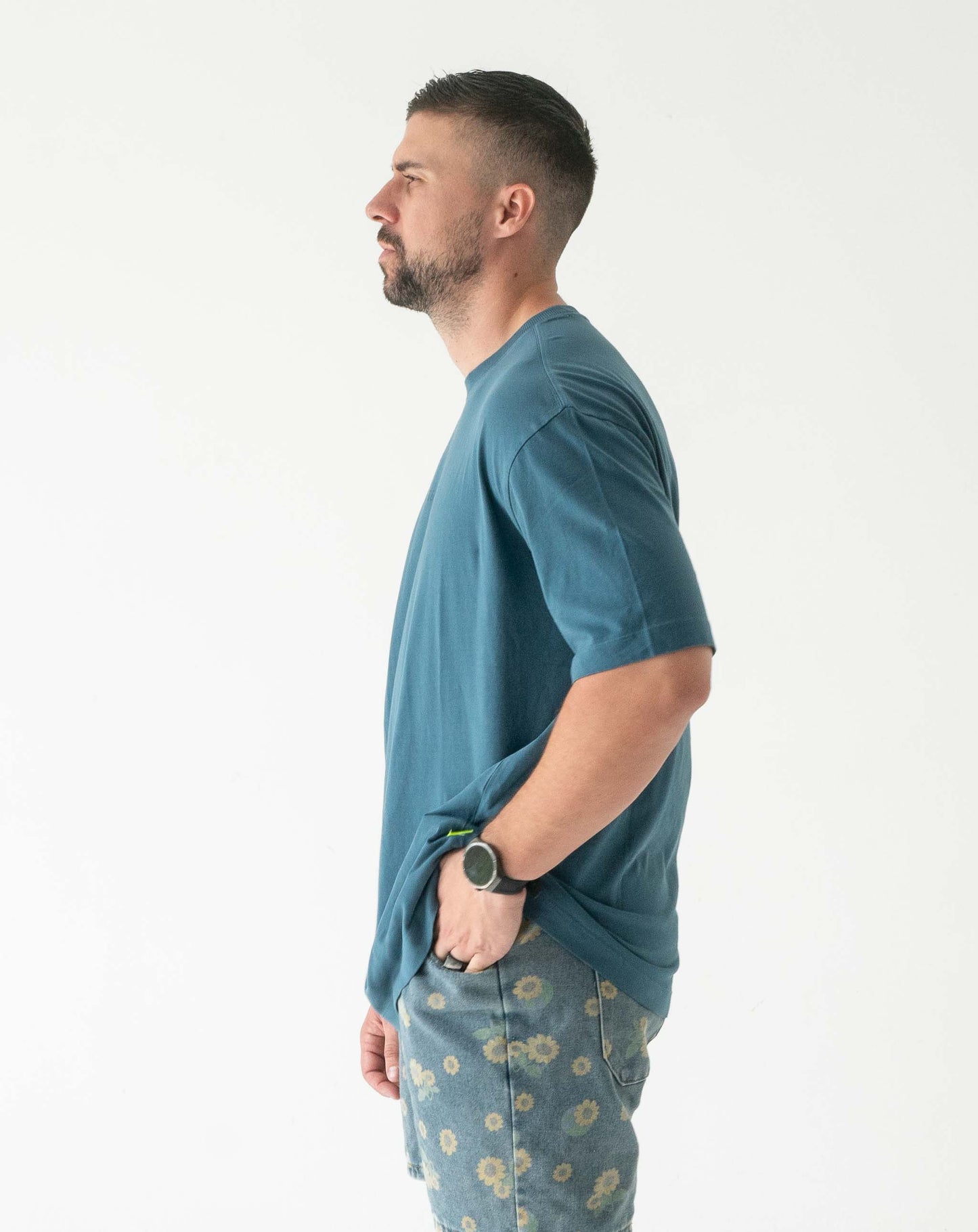 Mens Small Logo Pigment Tee: Teal