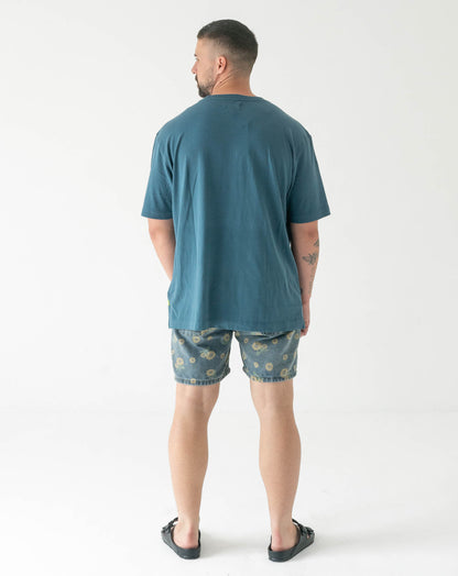 Mens Small Logo Pigment Tee: Teal